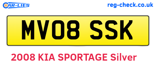 MV08SSK are the vehicle registration plates.
