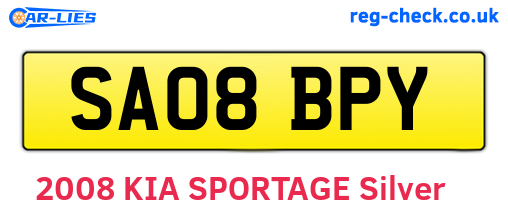 SA08BPY are the vehicle registration plates.