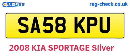SA58KPU are the vehicle registration plates.