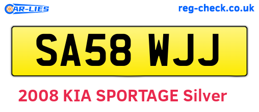 SA58WJJ are the vehicle registration plates.
