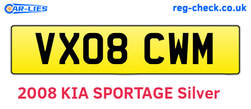 VX08CWM are the vehicle registration plates.