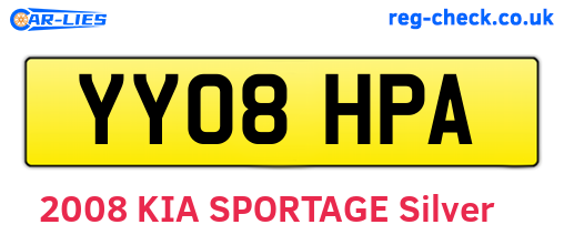 YY08HPA are the vehicle registration plates.