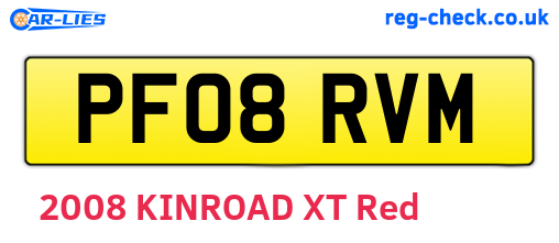 PF08RVM are the vehicle registration plates.
