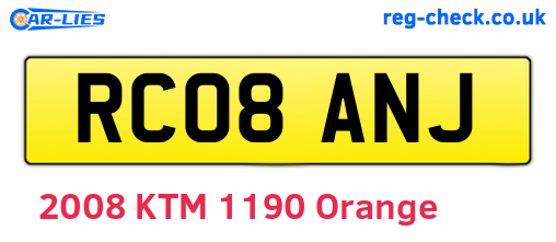 RC08ANJ are the vehicle registration plates.