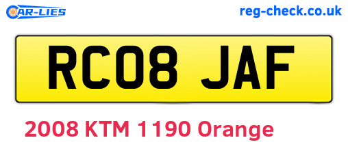 RC08JAF are the vehicle registration plates.
