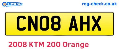 CN08AHX are the vehicle registration plates.