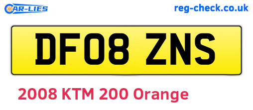 DF08ZNS are the vehicle registration plates.