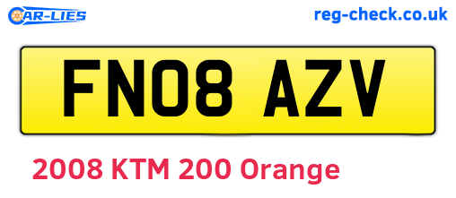 FN08AZV are the vehicle registration plates.