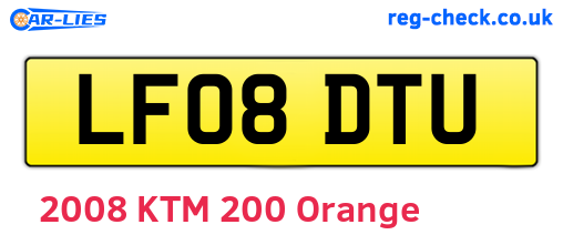 LF08DTU are the vehicle registration plates.