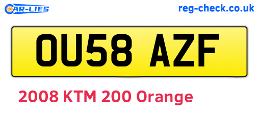 OU58AZF are the vehicle registration plates.
