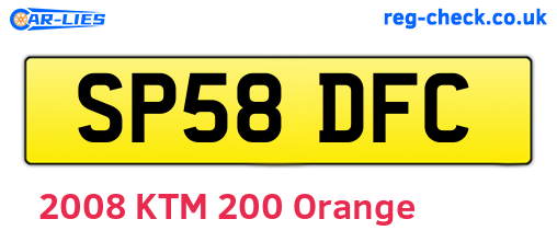 SP58DFC are the vehicle registration plates.