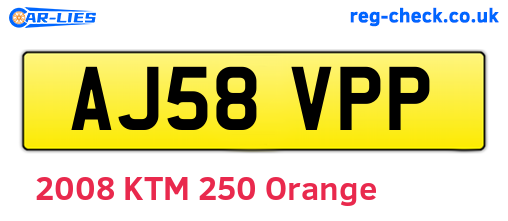 AJ58VPP are the vehicle registration plates.