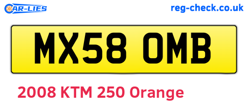 MX58OMB are the vehicle registration plates.