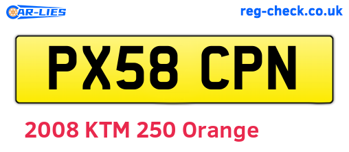 PX58CPN are the vehicle registration plates.