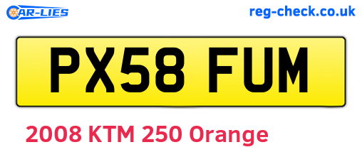 PX58FUM are the vehicle registration plates.