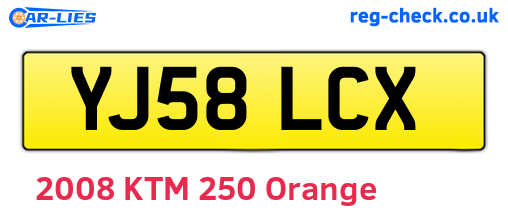 YJ58LCX are the vehicle registration plates.