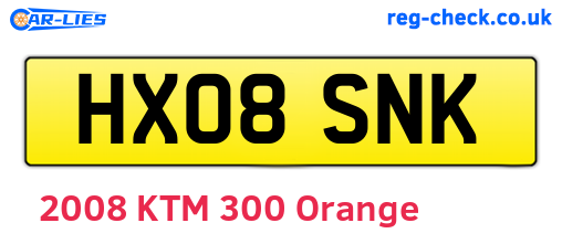 HX08SNK are the vehicle registration plates.