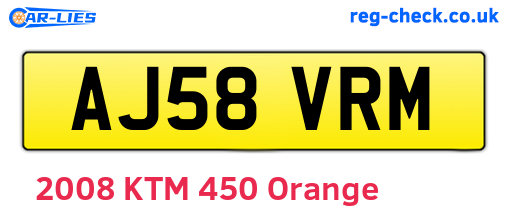 AJ58VRM are the vehicle registration plates.