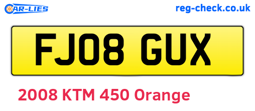 FJ08GUX are the vehicle registration plates.