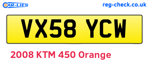 VX58YCW are the vehicle registration plates.