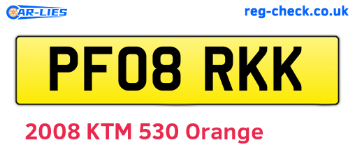 PF08RKK are the vehicle registration plates.