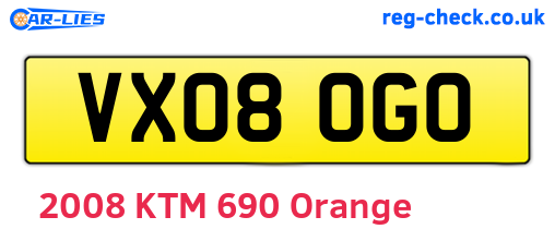 VX08OGO are the vehicle registration plates.