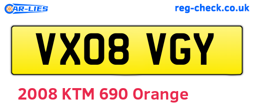 VX08VGY are the vehicle registration plates.