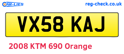 VX58KAJ are the vehicle registration plates.