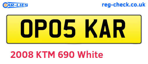 OP05KAR are the vehicle registration plates.