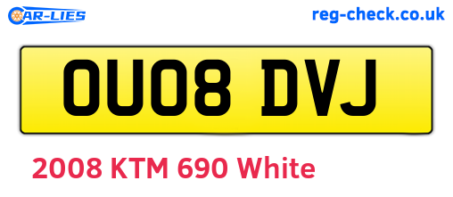 OU08DVJ are the vehicle registration plates.