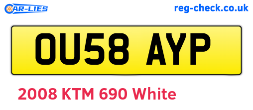 OU58AYP are the vehicle registration plates.