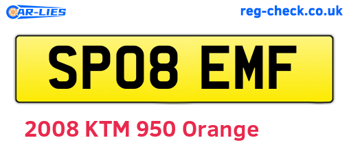SP08EMF are the vehicle registration plates.