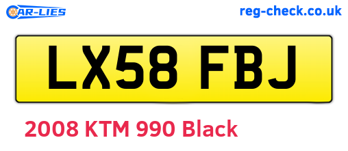 LX58FBJ are the vehicle registration plates.