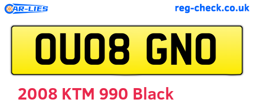 OU08GNO are the vehicle registration plates.