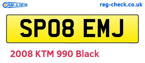 SP08EMJ are the vehicle registration plates.