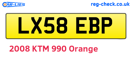 LX58EBP are the vehicle registration plates.