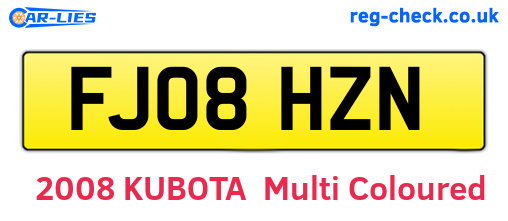 FJ08HZN are the vehicle registration plates.