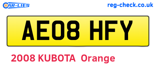 AE08HFY are the vehicle registration plates.
