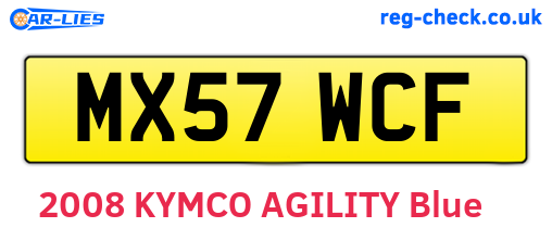 MX57WCF are the vehicle registration plates.