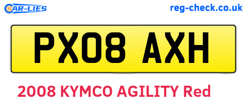 PX08AXH are the vehicle registration plates.