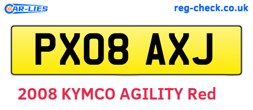 PX08AXJ are the vehicle registration plates.