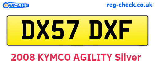 DX57DXF are the vehicle registration plates.