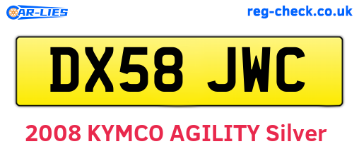 DX58JWC are the vehicle registration plates.