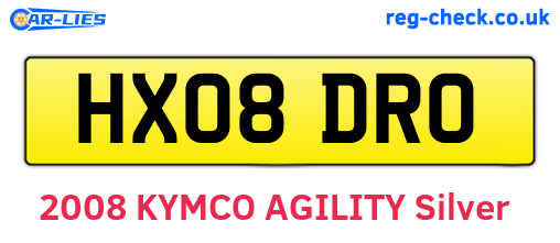 HX08DRO are the vehicle registration plates.