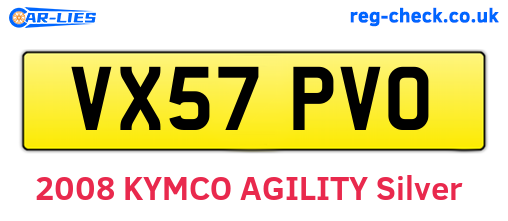 VX57PVO are the vehicle registration plates.