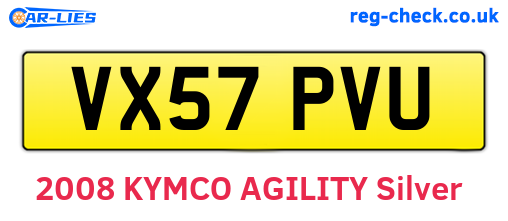 VX57PVU are the vehicle registration plates.