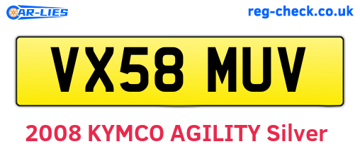 VX58MUV are the vehicle registration plates.