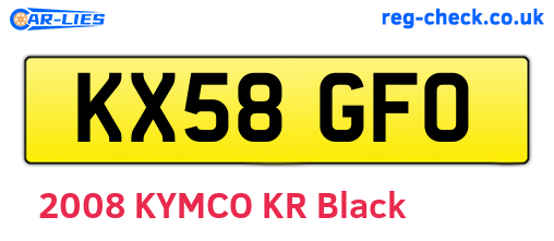 KX58GFO are the vehicle registration plates.