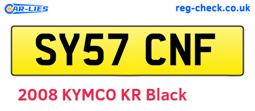 SY57CNF are the vehicle registration plates.