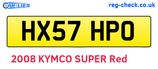 HX57HPO are the vehicle registration plates.